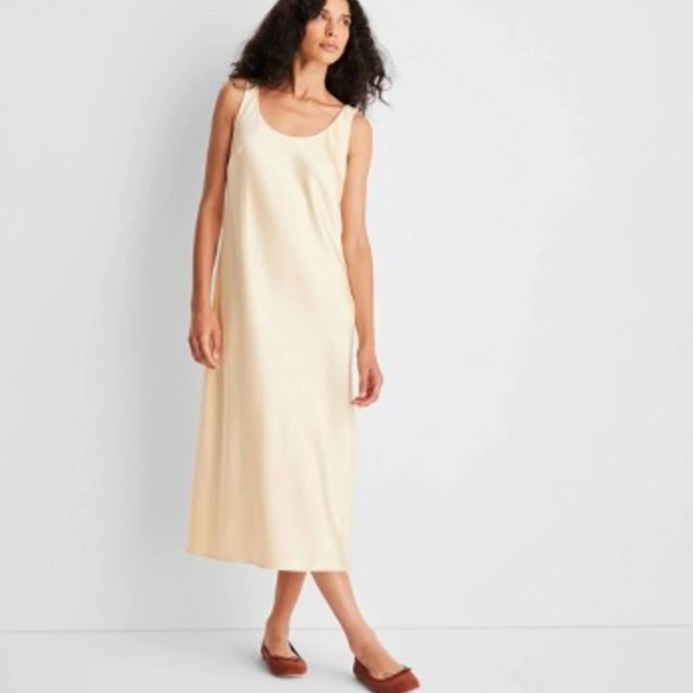 NEW Future Collective with Reese Blutstein  yellow satin dress